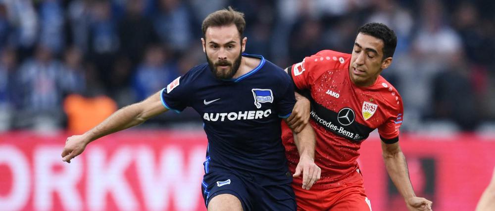 Robust und energisch. So präsentiert sich Lucas Tousart (l.) unter dem neuen Trainer Felix Magath. Und so ist er ein Gewinn für Hertha BSC.