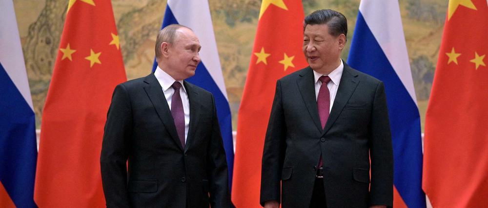 Die Präsidenten Russland und Chinas, Wladimir Putin und Xi Jinping, am 4. Februar 2022 in Peking 