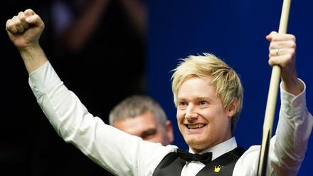 Neil Robertson feiert sein Maximum Break, verlor wenig später sein WM-Achtelfinale aber dennoch.