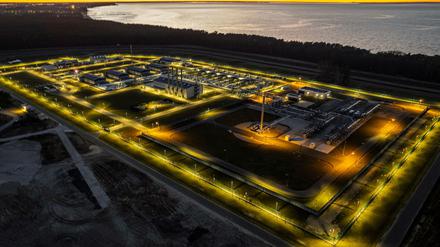 Gaslandleitungen von Nord Stream 2 in Lubmin in Mecklenburg-Vorpommern.