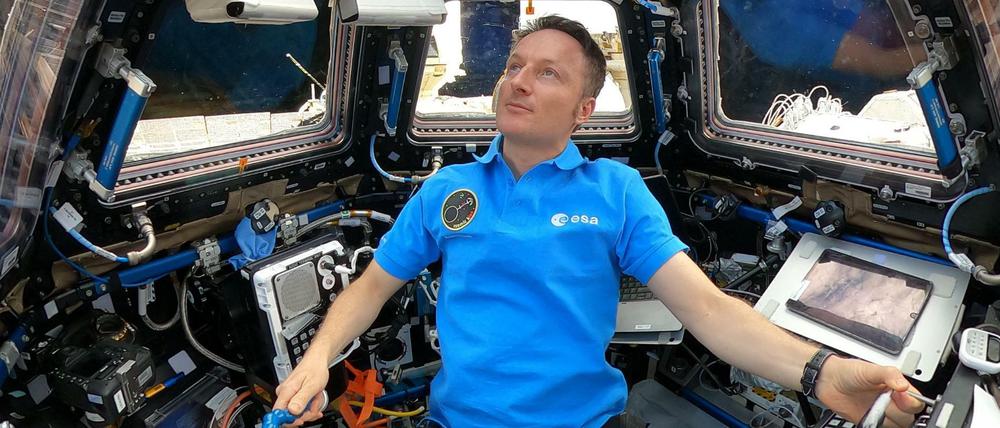 Astronaut Matthias Maurer in der Kuppel der Raumstation ISS (Archivbild)