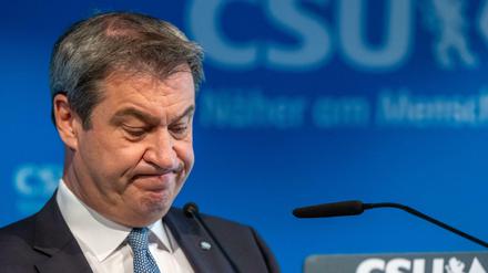 dpatopbilder - 04.05.2022, Bayern, München: Markus Söder, CSU-Parteivorsitzender, nimmt an einer Pressekonferenz in der Parteizentrale teil, um ein Statement zum Rücktritt von CSU-Generalsekretär Mayer zu geben. Foto: Peter Kneffel/dpa +++ dpa-Bildfunk +++