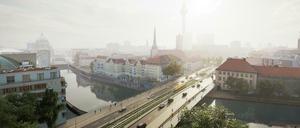 Auch nach dem Gewinnerentwurf für die neue Mühlendammbrücke wird der Neubau das Zentrum wie eine Schneise trennen.