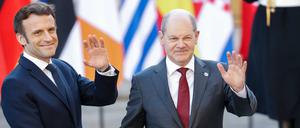 Frankreichs Präsident Emmanuel Macron ist am Montag nach seiner Wiederwahl zu Gast in Deutschland.