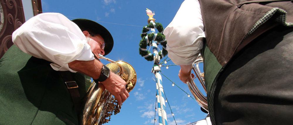Alles, was golden glänzt. Eine zünftige Blasmusik beim Münchner Oktoberfest.