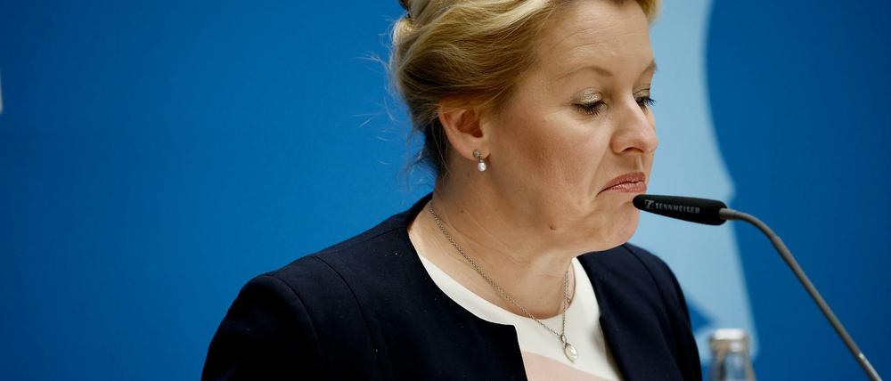 Franziska Giffey (SPD), Regierende Bürgermeisterin von Berlin, gibt eine Pressekonferenz nach der Sitzung des Berliner Senats im Roten Rathaus.