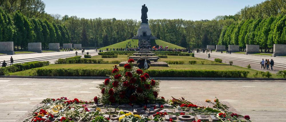 Das Sowjetische Ehrenmal in Berlin-Treptow am 9. Mai 2022.