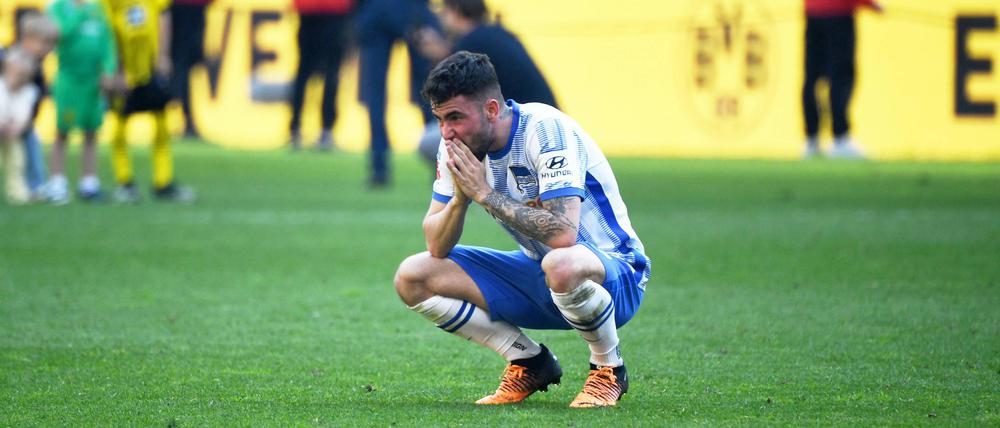 Große Enttäuschung bei Hertha BSC nach der Niederlage gegen Dortmund.
