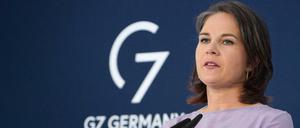 Im Zentrum der russischen Vorwürfe: Annalena Baerbock, hier beim G7-Außenministertreffen. 