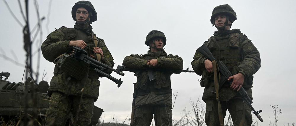 Russische Soldaten bei einer Übung in der Region Rostow im Dezember 2021.