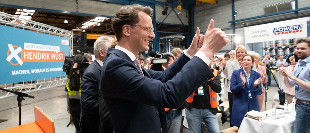 Hendrik Wüst, Spitzenkandidaten der CDU Nordrhein-Westfalen bei einem Wahlkampftermin.
