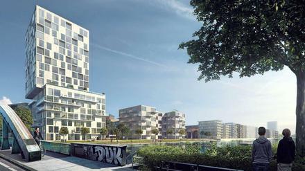 Das nächste Neubauviertel: Insel Gartenfeld mit 3700 Wohnungen. Auch dort hat die Gewobag den Bauhelm auf.