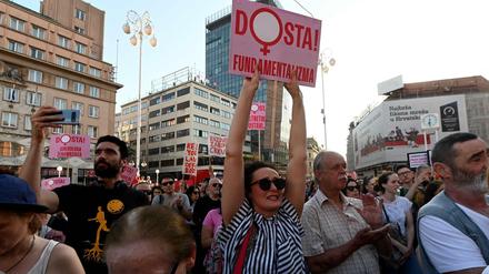 Proteste für Recht auf Abtreibung in Zagreb in Kroatien.