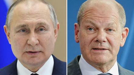 Russlands Präsident Wladimir Putin und Bundeskanzler Olaf Scholz (SPD)