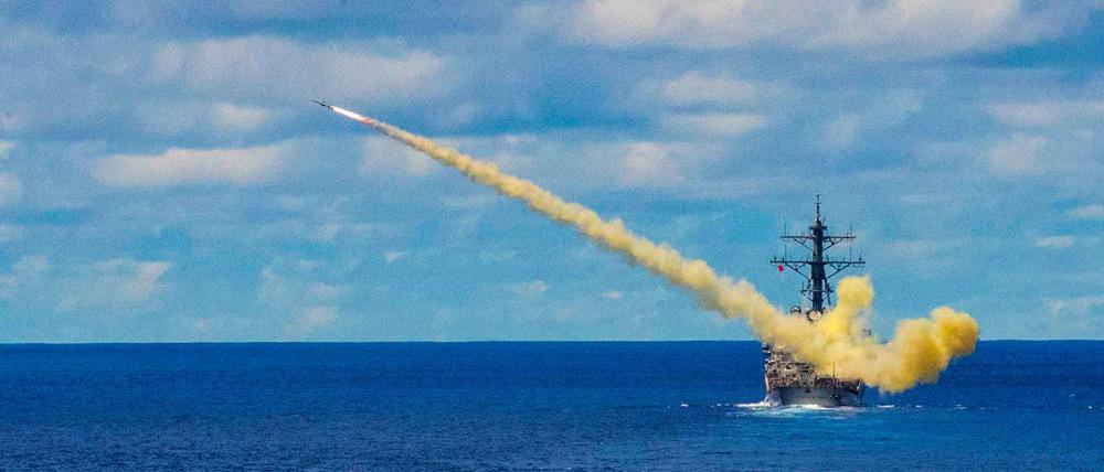 Die von Boeing hergestellte Anti-Schiffs-Rakete Harpoon hat eine Reichweite von bis zu 300 Kilometern.