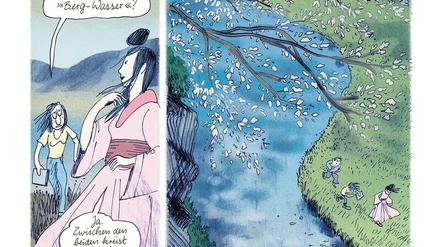Europäischer Strich trifft japanische Zeichentradition: Eine Seite aus „Nami und das Meer“.