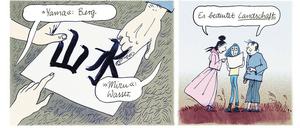 Europäischer Strich trifft japanische Zeichentradition: Eine Seite aus „Nami und das Meer“.