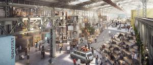 Blick ins Foyer, wie es einmal aussehen wird. Ein Rendering.