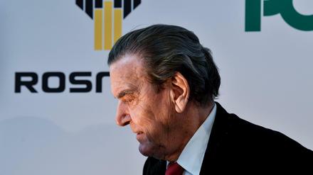 Altkanzler Gerhard Schröder (SPD) bei einer Rosneft-Veranstaltung im Jahr 2018