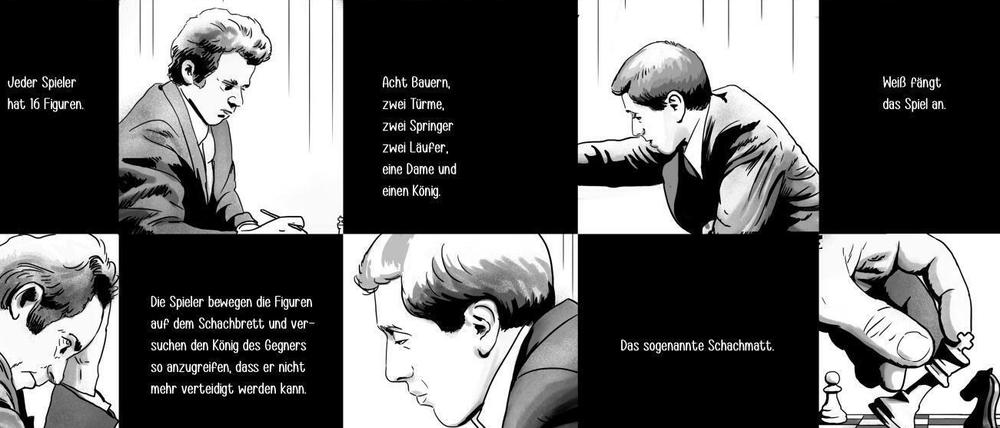 Die Zeichnungen fangen die Körpersprache der Personen realistisch ein.
