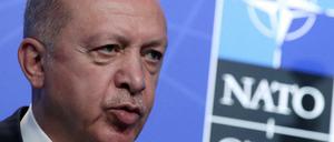 Der türkische Präsident Recep Tayyip Erdogan während einer Pressekonferenz in Brüssel.