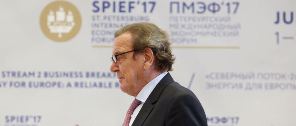 Altkanzer Schröder 2017 in St. Petersburg beim International Economic Forum.