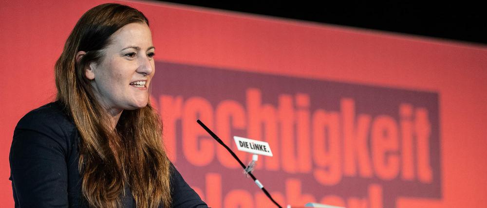 Die Linken-Bundesvorsitzende Janine Wissler beim Landesparteitag in Niedersachsen am Wochenende. 