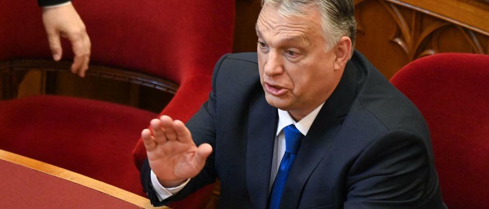Ungarns Regierungschef Viktor Orbán am Dienstag im Parlament in Budapest.