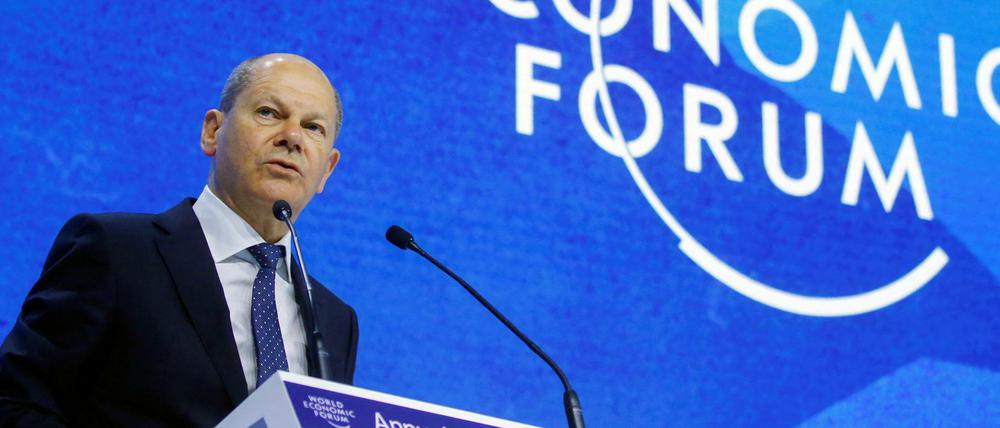 Bundeskanzler Olaf Scholz (SPD) beim Weltwirtschaftsforum in Davos
