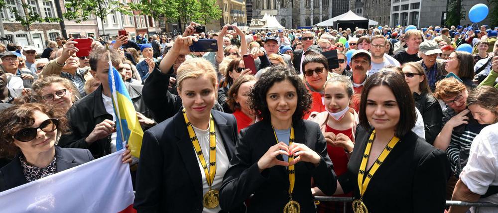 Die belarussischen Karlspreis-Trägerinnen in Aachen