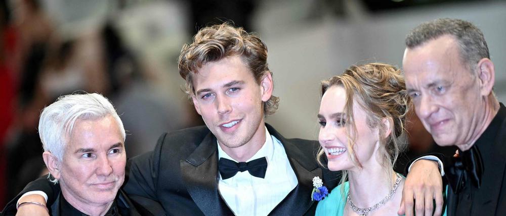 Das Team des "Elvis"-Films: Regisseur Baz Luhrmann, Austin Butler, Olivia DeJonge and Tom Hanks.