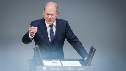 Bundeskanzler Olaf Scholz (SPD) in der Generaldebatte 