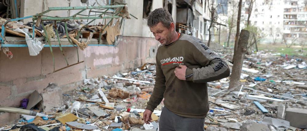 Straßenszene in Sjewjerodonezk in der Region Luhansk