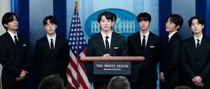Die K-Pop-Superstars von BTS bei ihrem Besuch im Weißen Haus. 