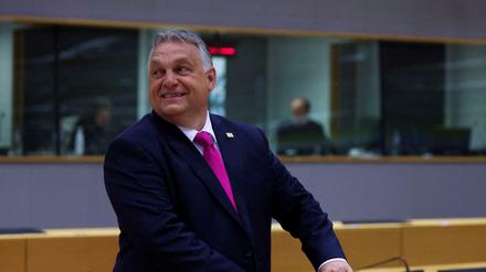 Ungarns Regierungschef Viktor Orbán beim Sondergipfel in Brüssel. 