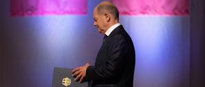 Bundeskanzler Olaf Scholz (SPD) beim Katholikentag in Stuttgart. 