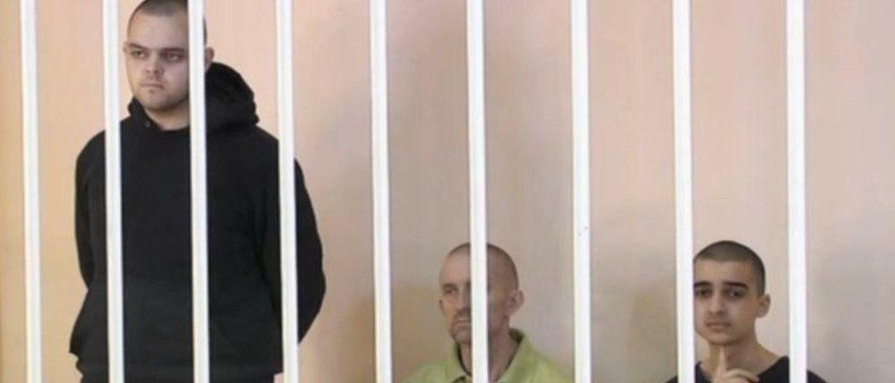 Aiden Aslin, Shaun Pinner und Saaudun Brahim (v.l.n.r.): Sie kämpften für die Ukraine, nun sind sie in russischer Gefangenschaft. 