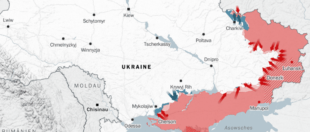 Stand der russischen Offensive am 2. Juni. Fast 100 Tage dauert der Krieg nun an.