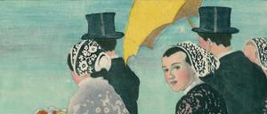 Holzschnitte werden schon seit Jahrhunderten farbig hergestellt, so wie die „Bretonische Hochzeit“ von Carl Moser von 1906.