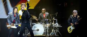 Die Rolling Stones - Ron Wood (l-r), Mick Jagger, Steve Jordan und Keith Richards - in München.