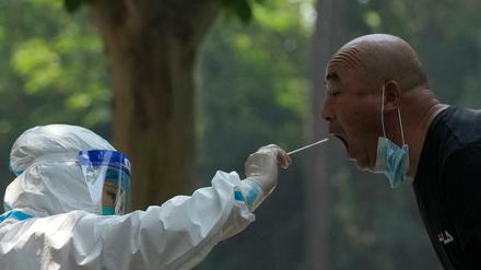 Auch in der chinesischen Stadt Peking wurden bereits Corona-Massentests durchgeführt, wie hier am 20.05.2022.