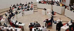 Die benötigte Mehrheit könnte knapp werden: Die drei Koalitionsfraktionen von SPD, CDU und Grünen sowie die oppositionelle Linksfraktion im Brandenburger Landtag planen eine Verfassungsänderung.