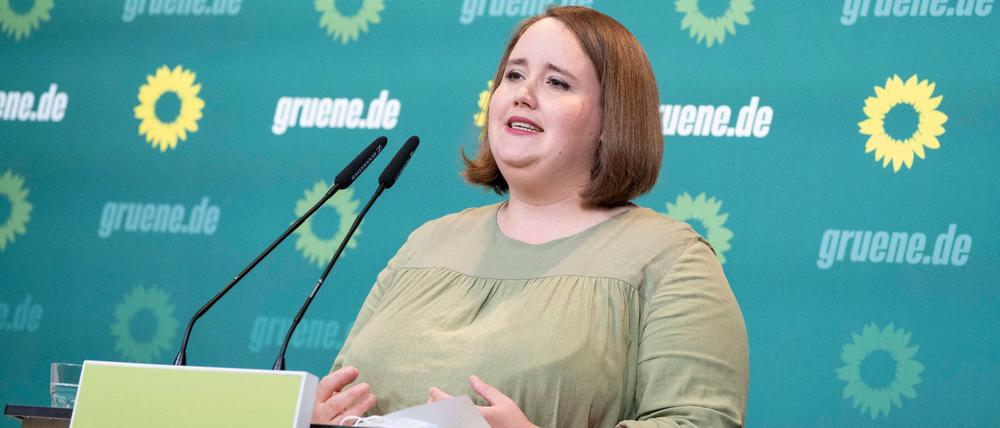Ricarda Lang, Bundesvorsitzende von Bündnis90/Die Grünen, bei einer Pressekonferenz in Berlin.
