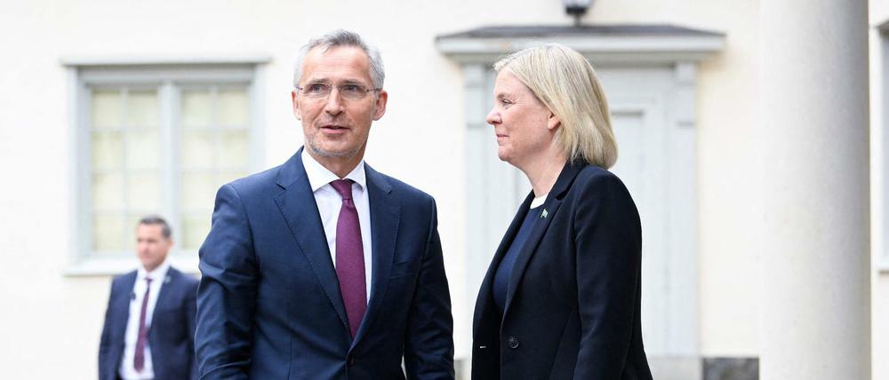 Jens Stoltenberg (Nato) und Magdalena Andersson (Schweden) besprachen sich zur geplanten Nato-Mitgliedschaft.
