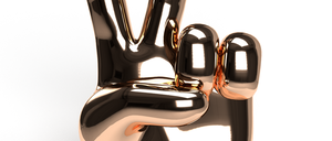 Peace. Mit dieser goldenen Hand wirbt die Premium für "The Ground".