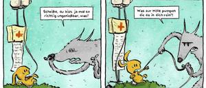 Der Tod ist allgegenwärtig - der Humor auch: Eine Szene aus „Trip mit Tropf“.