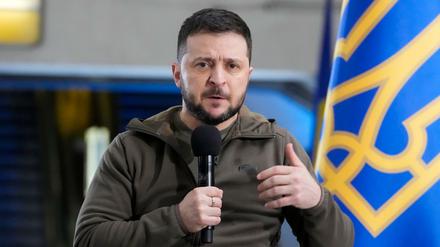 Wolodymyr Selenskyj, Präsident der Ukraine, während einer Pressekonferenz in Kiew. 