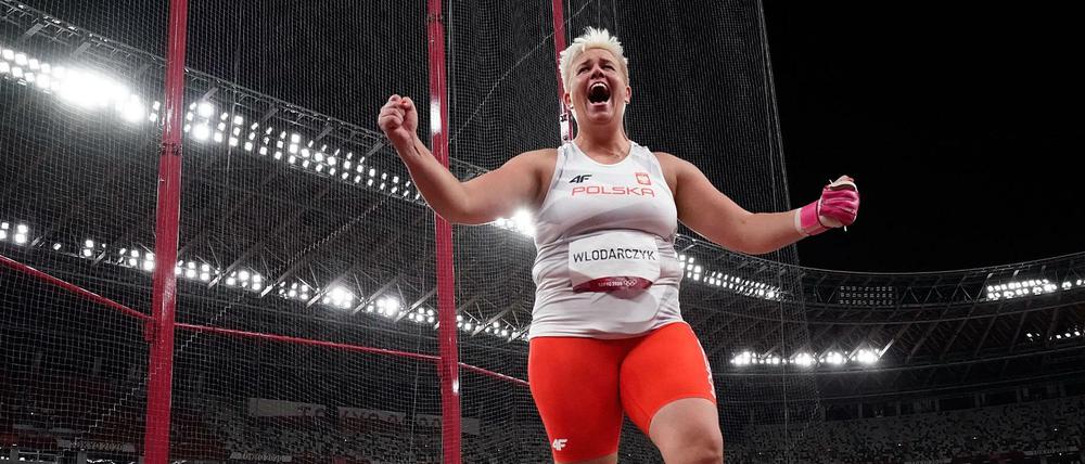 Anita Wlodarczyk nach ihrem Olympiasieg in Tokio.