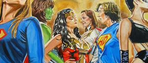 Strong Female Lead: Ein Bild von Helena Janečić aus der Wanderausstellung: Vorbilder*innen – Feminismus in Comic und Illustration.