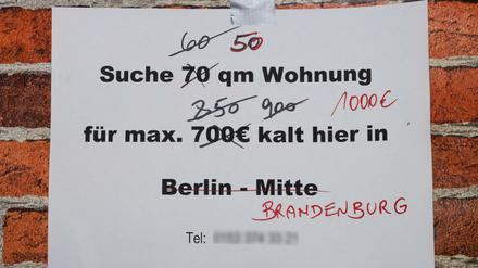 Korrigiertes Wohnungsgesuch in Berlin.